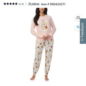 Disney Winnie the Pooh Women Girl Pajama Set Soft Comfy jogger
